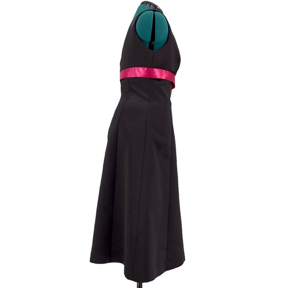 After Six Black Satin Sleeveless Midi Bridesmaid Prom Dress, 10 - Picture 8 of 16